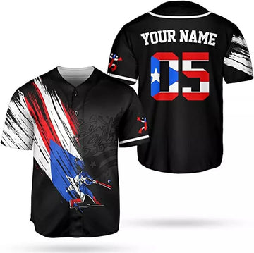 Custom Personalized Puerto Rico Baseball Shirt, Customized Team Name Puerto Rican Baseball Jersey