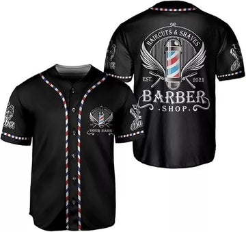 Custom Personalized Barber Shop Baseball Jersey Custom Name Shirt 3D for Men Women