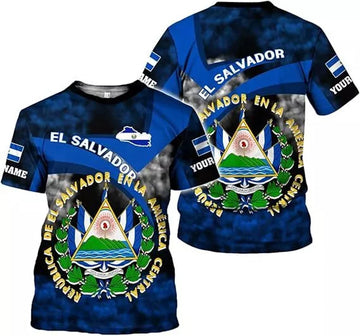 Custom El Salvador Shirt 3D, El Salvador Flag Shirt for Men Women, El Salvador T-Shirts 3D