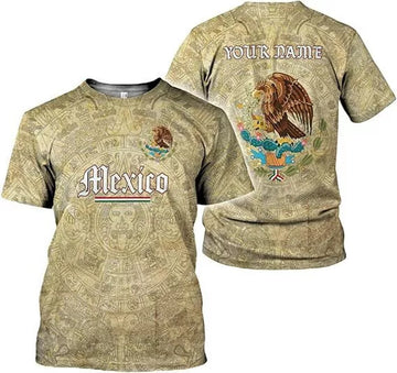 Custom Mexico Shirts for Men Mexican Shirts Mexican Flag 3D T-Shirt Mexico Flag