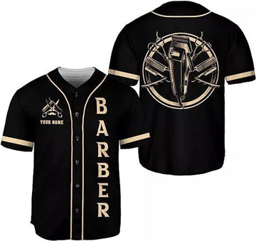 Custom Barber Shop Baseball Jersey, Hairdresser Baseball Jersey Barber To