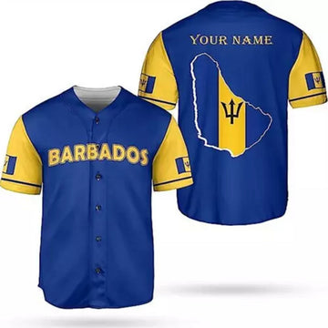 Custom Personalized Name Barbados 3D Baseball Jersey Shirt Size S-5XL