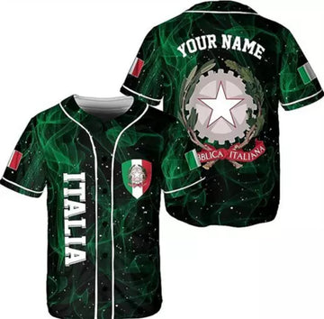 Custom Personalized Name Italia 3D Baseball Jersey Shirt Size S-5XL