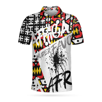 Samakaka Pattern Africa Short Sleeve Polo Shirt, Wet Ink African Shirt For Men