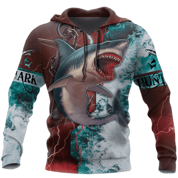 FUNSTUFFPRINT Shark Hunting 3D Hoodie and Zip Hoodie