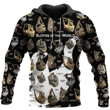 FUNSTUFFPRINT Sloths Of The World 3D Hoodie and Zip Hoodie