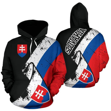 FUNSTUFFPRINT Slovakia Special Grunge Flag 3D Hoodie and Zip Hoodie