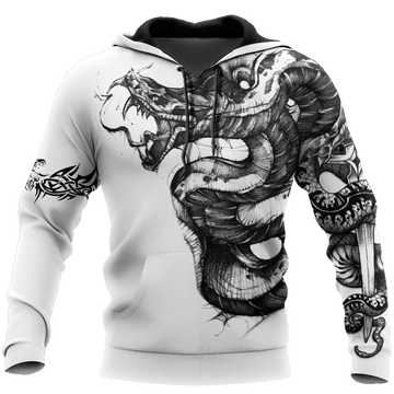 FUNSTUFFPRINT Snake Tattoo For Men And Women Hac 3D Hoodie and Zip Hoodie