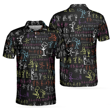 Stickfigures Chef Short Sleeve Polo Shirt, Doodling Cooking Polo Shirt, Best Chef Shirt For Men