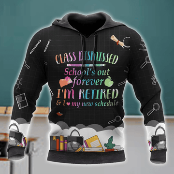 FUNSTUFFPRINT Teacher Shirt Retired Teacher Colorful 3D Hoodie and Zip Hoodie