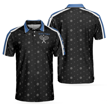 Tennis Blue Version Polo Shirt, Black Dot And Tennis Ball Pattern Polo Shirt, Best Tennis Shirt For Men