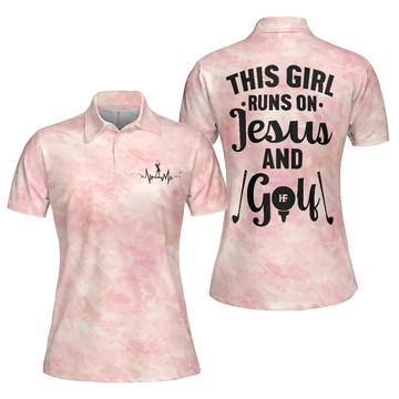 This Girl Runs On Jesus And Golf Short Sleeve Women Polo Shirt
