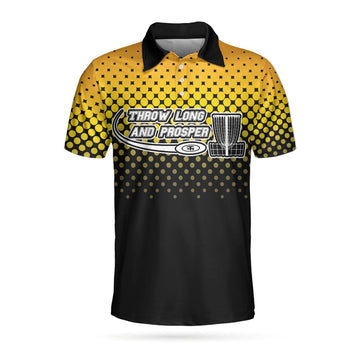 Throw Long And Prosper Disc-golfaholic Short Sleeve Polo Shirt, Cool Disc Golf Shirt For Men