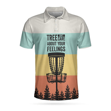 Tree Don't Care About Your Feelings Polo Shirt, Vintage Palette Pine Silhouette Polo Shirt, Best Disc Golf Shirt For Men