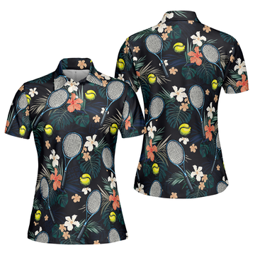 Tropical Floral Tennis Shirt For Women Short Sleeve Women Polo Shirt