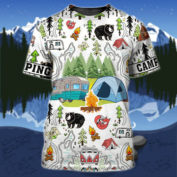 FUNSTUFFPRINT Beautiful 3D Camping T-Shirt, Cool Summer Camping Shirt, Women Camping Shirt, Men Shirt Camping 3D T-shirt