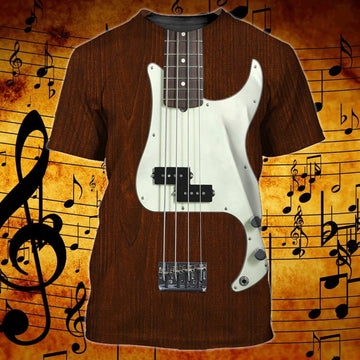 FUNSTUFFPRINT Bass Guitar 3D All Over Printing T-Shirt For Guitar Lover, Best Quality Sublimation Shirts For Bass Guitar Men 3D T-shirt