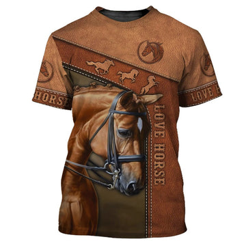 3D Full Printing Love Horse Brown, Aloha Horse Shirt For Men And Woman, Horse 3D T-Shirt