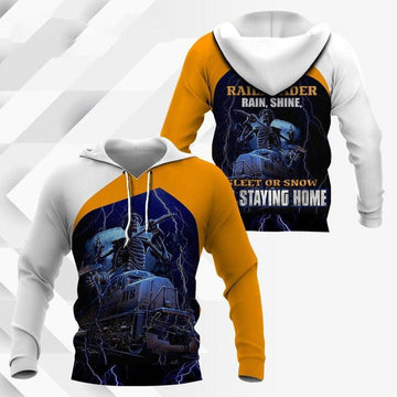 FUNSTUFFPRINT Unique Train Gifts Unique Railroader Rain, Shine, Sleet Or Snow 3D Hoodie and Zip Hoodie