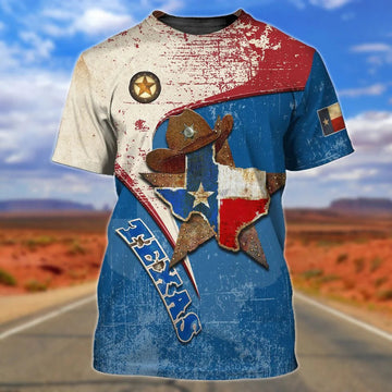 Texas Cowboy Shirt, 3D All Over Print Texas Shirt Vintage Pattern, Gift For Texan Friend