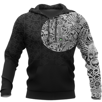 FUNSTUFFPRINT Viking Odin Norse Valhalla Best Viking Tattoo 3D Hoodie and Zip Hoodie