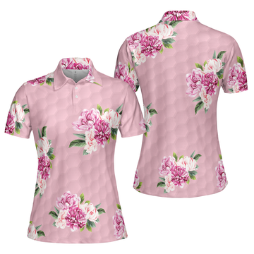 Watercolor Flowers And Golf Short Sleeve Women Polo Shirt