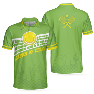 Weapon Of Choice Short Sleeve Polo Shirt, Green Tennis Ball On The Net Polo Shirt, Best Tennis Shirt For Men