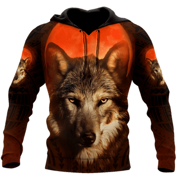 FUNSTUFFPRINT Wolf Orange 3D Hoodie and Zip Hoodie