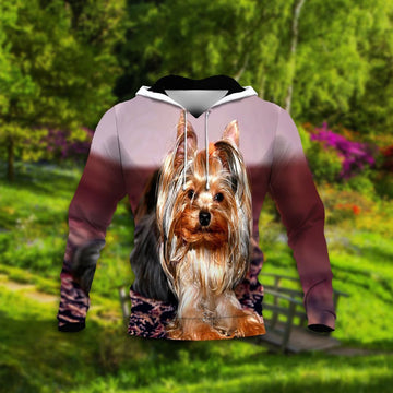 FUNSTUFFPRINT Yorkshire Terrier Custom Image Unisex 3D Hoodie and Zip Hoodie