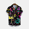 Black Fashion Music Drum Print Shirt, Hawaiian shirt for men