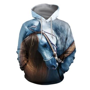 FUNSTUFFPRINT Horse 3D Hoodie For Men And Women White Horse 3D Hoodie and Zip Hoodie