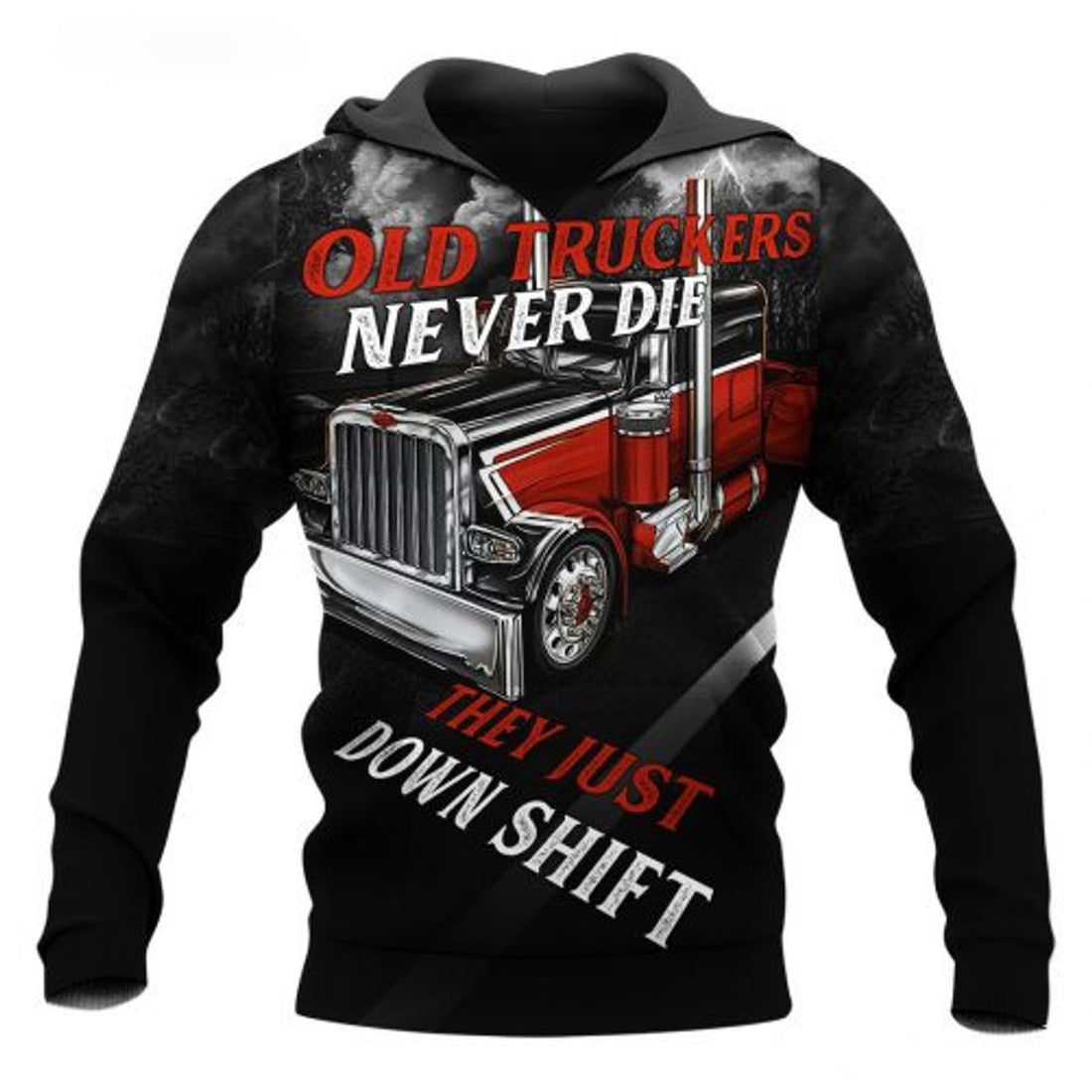 FUNSTUFFPRINT Personalized Trucker 3D Hoodie Old Truckers Just Down Shift 3D Hoodie and Zip Hoodie