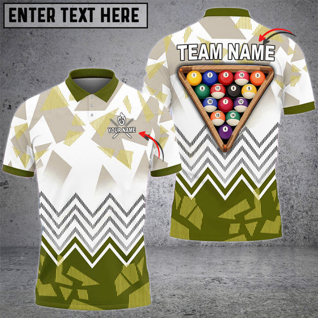 Custom Billiards Ball 8 Rack Upside Down Multicolor Option Personalized Name, Team Name Unisex Shirt