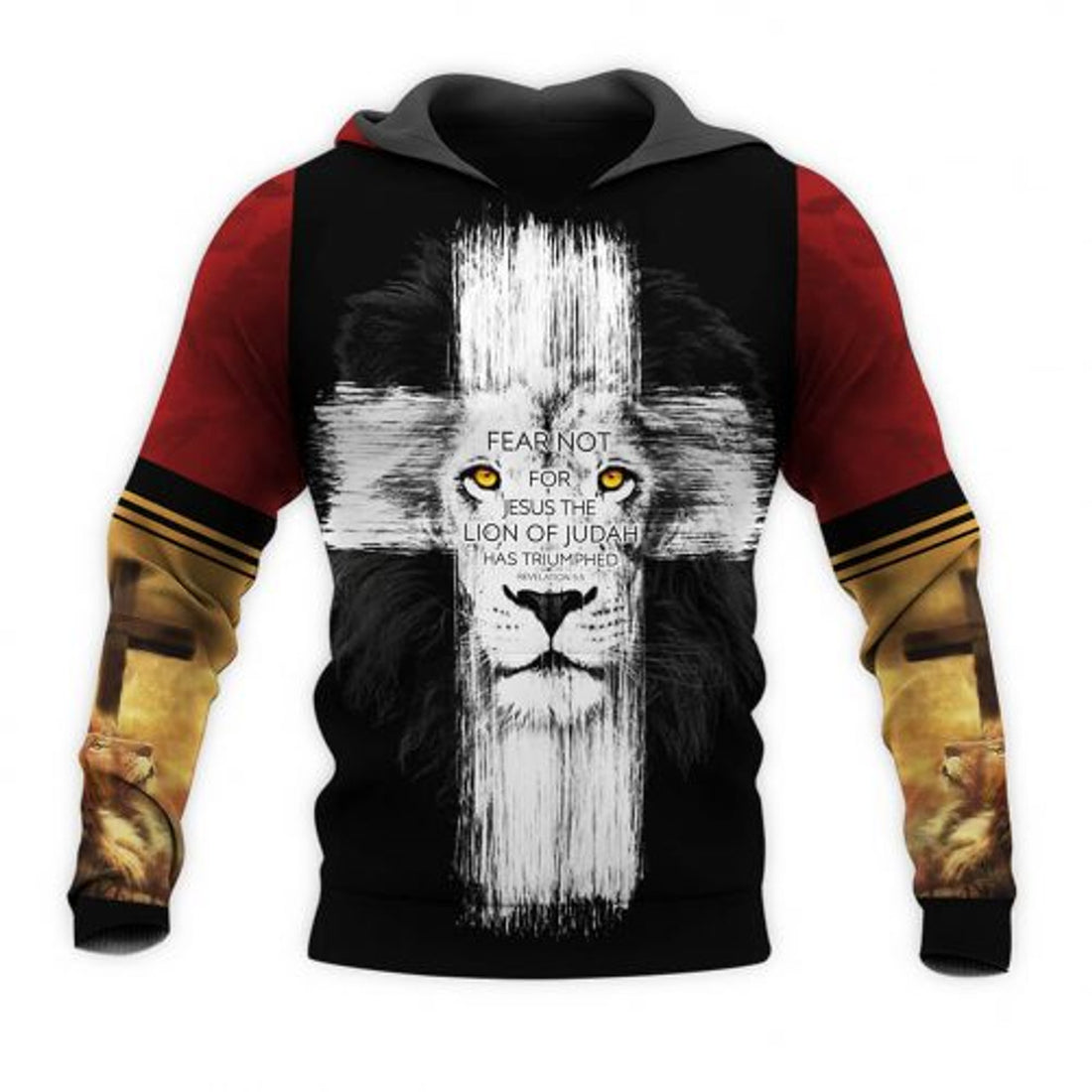 FUNSTUFFPRINT Fear Not For Jesus The Lion Of Judah Has Triumphed 3D Hoodie and Zip Hoodie