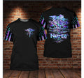 FUNSTUFFPRINT Caduceus Nurse Life Hologram Style 3D Printed, Flag Pattern Nurse Shirt, Best Gift for Nurse 3D T-shirt