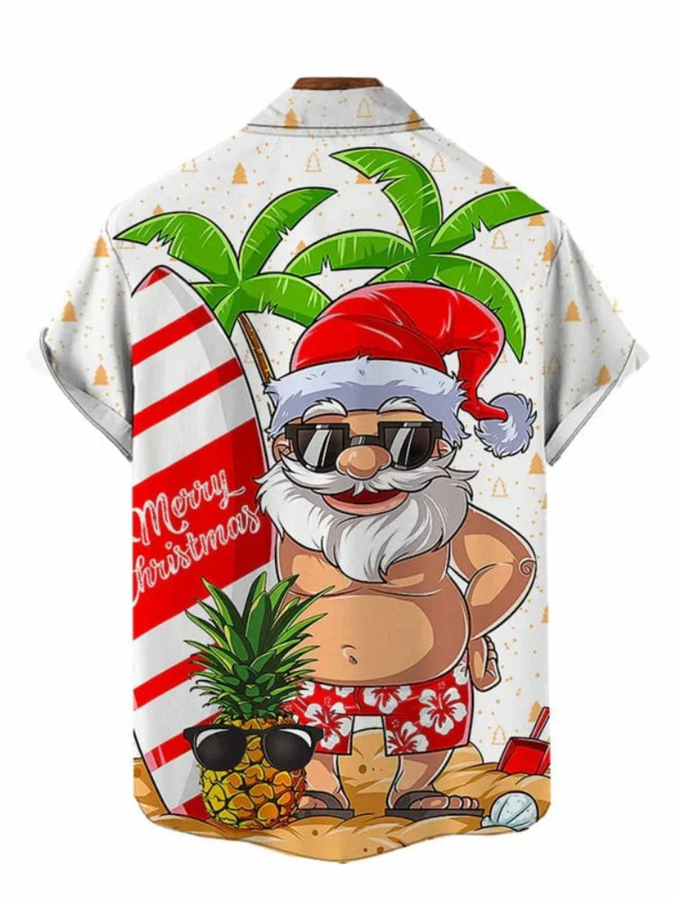Summer Sunbathing Santa Caus Printing Men's Shirt, Hawaiian shirt for men