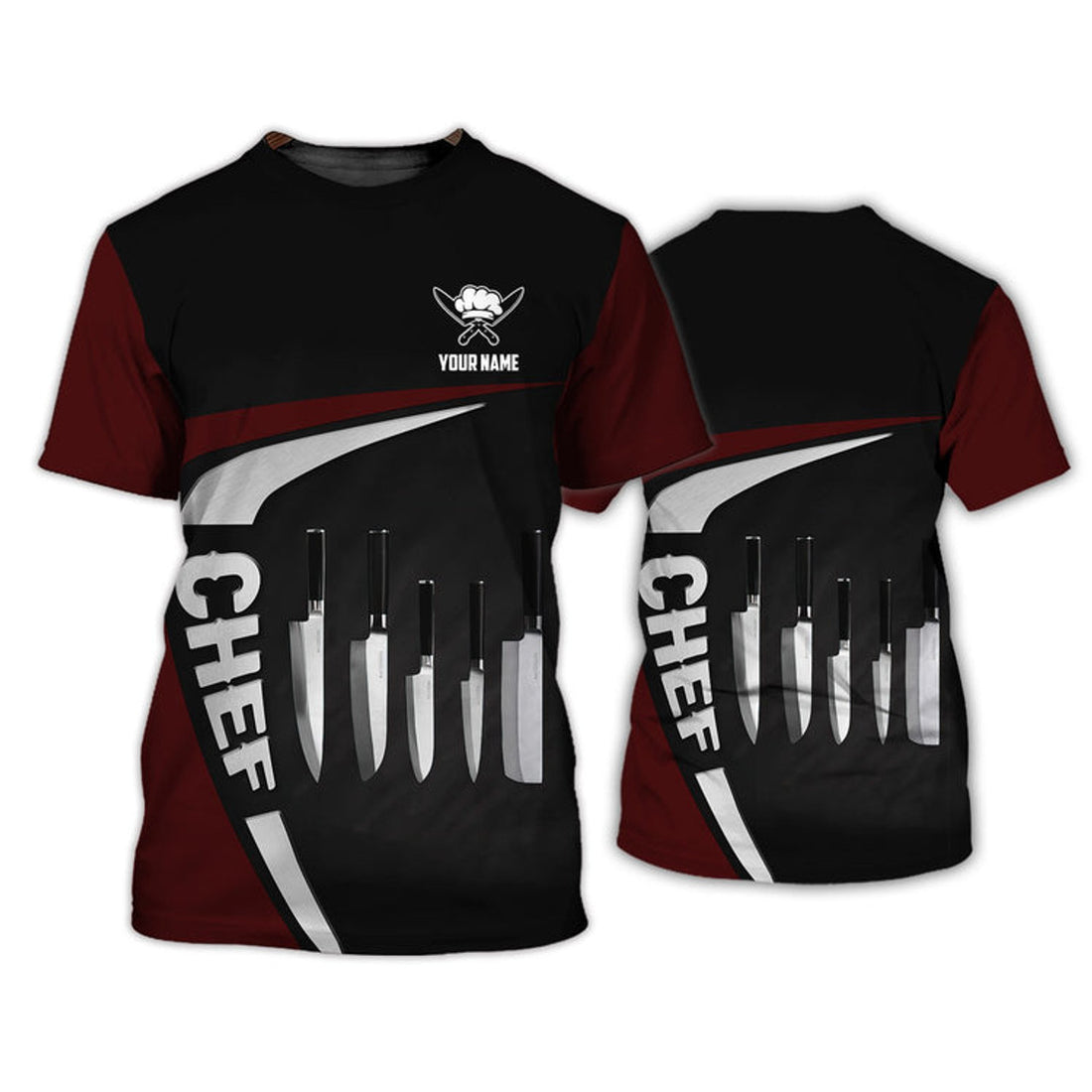 FUNSTUFFPRINT Chef Shirt Custom Cook Zipper Hoodie Black & Red 3D T-shirt