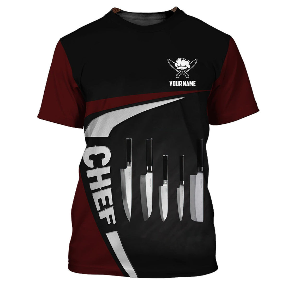 FUNSTUFFPRINT Chef Shirt Custom Cook Zipper Hoodie Black & Red 3D T-shirt