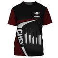 FUNSTUFFPRINT Chef Shirt Custom Cook Zipper Hoodie Black & Red 3D T-shirt