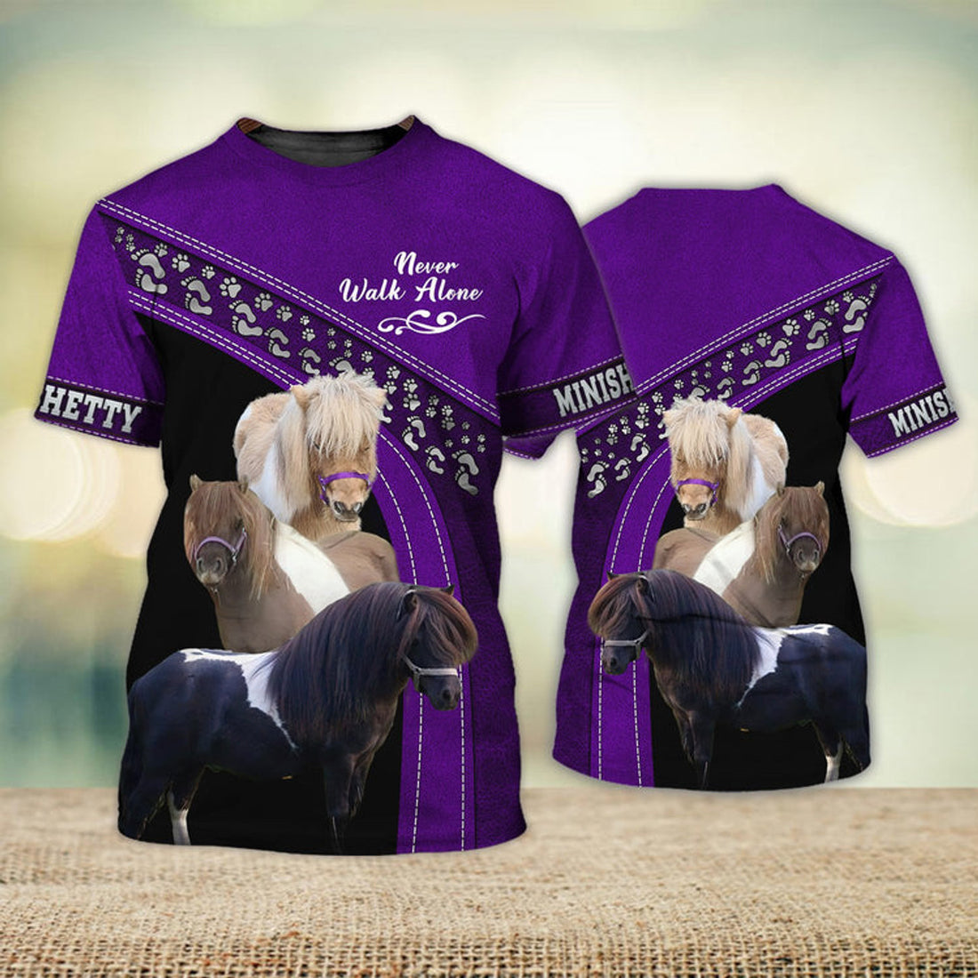 FUNSTUFFPRINT Minishetty Love Never Walk Alone Pink 3D Full Print T-Shirt, Shirt For Horse Lovers 3D T-shirt