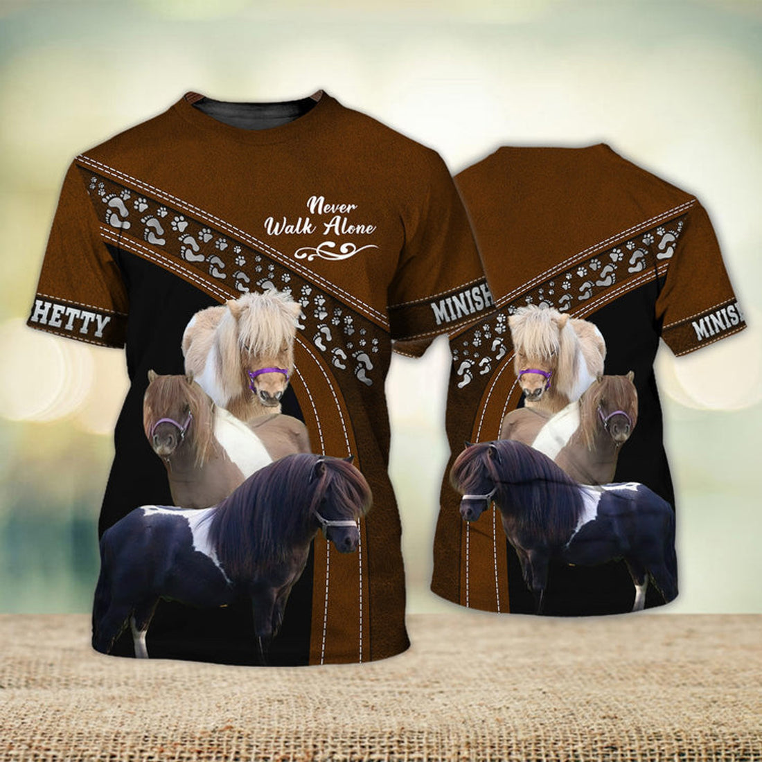 FUNSTUFFPRINT Minishetty Love Never Walk Alone 3D Full Print T-Shirt, Shirt For Horse Lovers 3D T-shirt