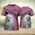 FUNSTUFFPRINT BICHON Love Never Walk Alone Pink 3D Full Print T-Shirt, Shirt For Dog Lovers, Dog Memorial Gifts for loss of Dog 3D T-shirt