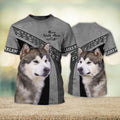 FUNSTUFFPRINT Alaska Malamute Grey Love Never Walk Alone 3D Full Print T-Shirt, Shirt For Dog Lovers, Dog Memorial Gifts for loss of Dog 3D T-shirt