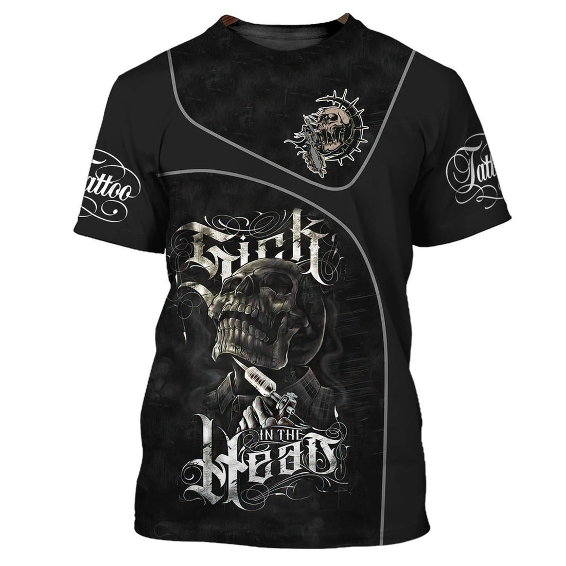 FUNSTUFFPRINT Tattoo Artist Shop Personalized Name Skull Tattoo T-Shirt, Gift For Tattoo Artist 3D T-shirt