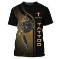 FUNSTUFFPRINT Golden Tattoo Tee Shirt Tattoo Lover Personalized Name 3D T-Shirt Gift For Tattoo Artist