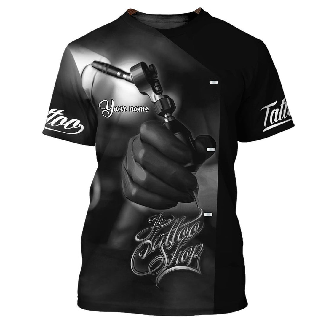 FUNSTUFFPRINT Dark Tattoo Tee Shirt Tattoo Lover Personalized Name 3D T-Shirt Gift For Tattoo Artist