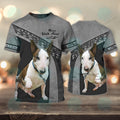 FUNSTUFFPRINT Bull Terrier Love Never Walk Alone 3D Full Print T-Shirt 1546, Christmas Shirt for Dog Lovers 3D T-shirt