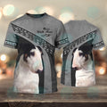 FUNSTUFFPRINT Bull Terrier Never Walk Alone 3D Full Print T-Shirt 1567, Dog Memorial Gifts for loss of Dog 3D T-shirt