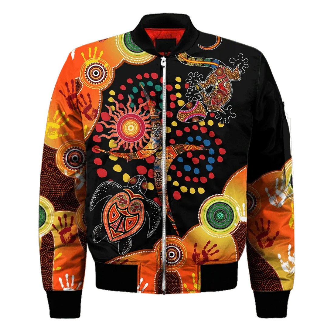 FUNSTUFFPRINT Aboriginal Naidoc Week 2021 Turtle Lizard 3D Bomber Jacket