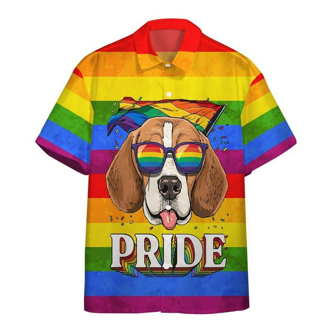 Pride 3D T Shirts, Im Pround And So Is My Beagle Awesome Background Design Hawaiian Shirt